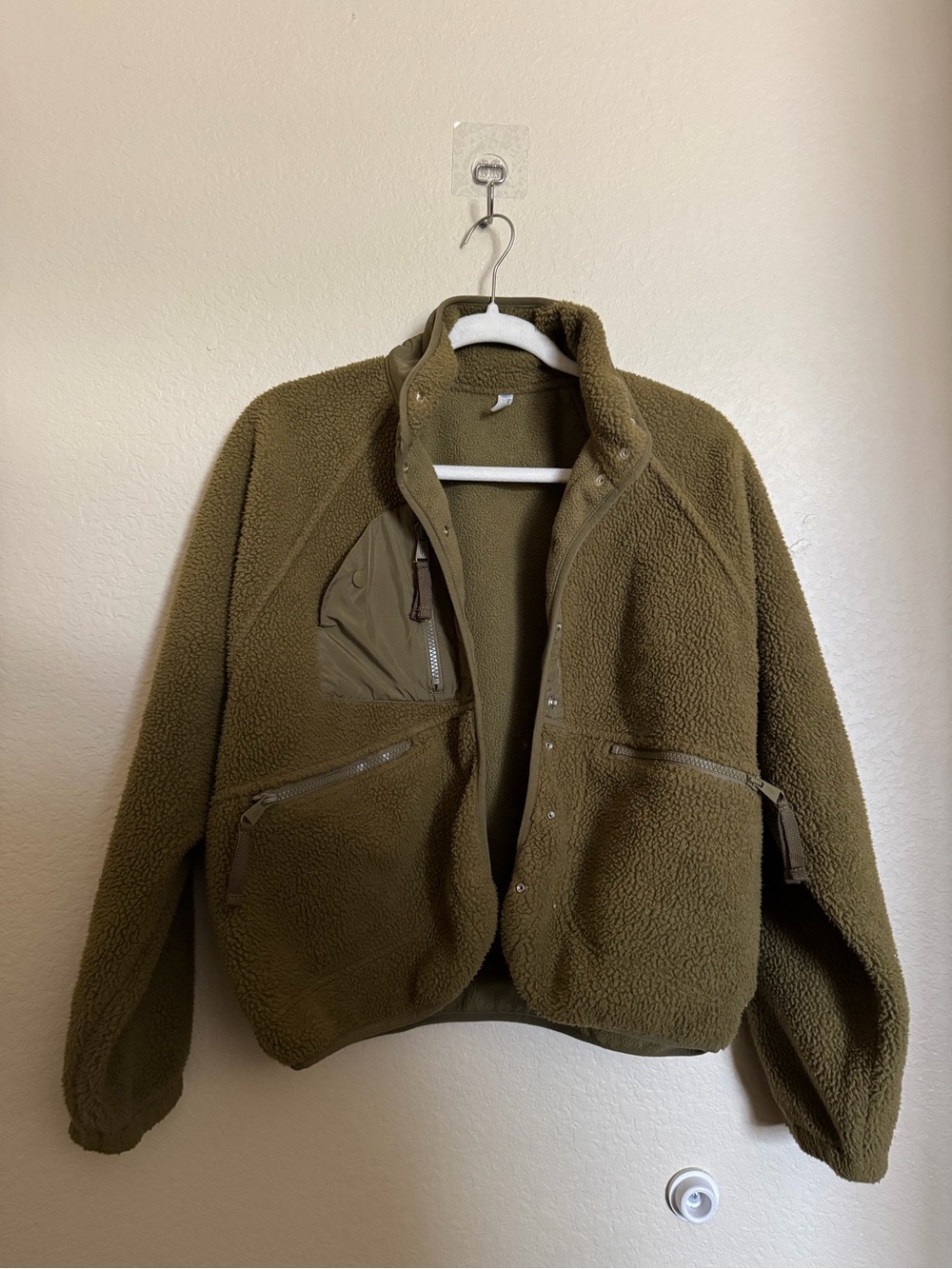 Free People “Hit the Slopes” fleece jacket sz small olive green